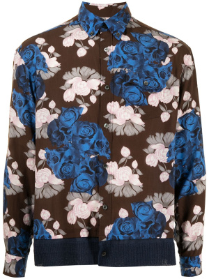 

Floral-print contrast-panel shirt, Undercover Floral-print contrast-panel shirt