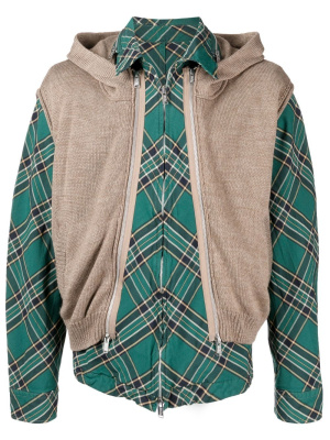 

Knitted gilet check-print shirt jacket, Undercover Knitted gilet check-print shirt jacket