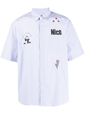 

Pinstripe graphic-print shirt, Undercover Pinstripe graphic-print shirt