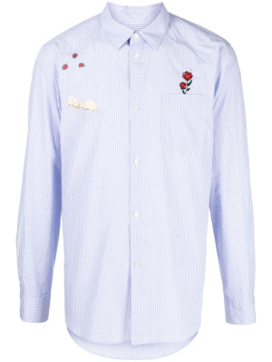 

Appliqué-detail striped cotton shirt, Undercover Appliqué-detail striped cotton shirt