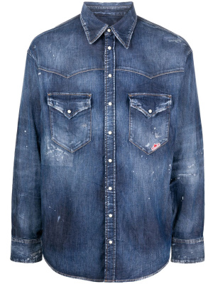 

Logo-patch denim shirt, Dsquared2 Logo-patch denim shirt