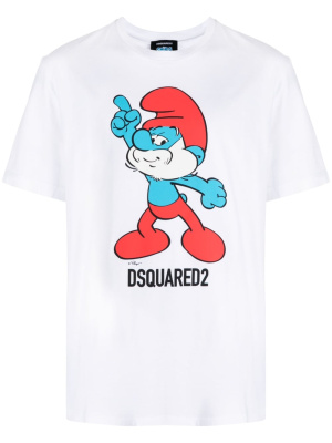 

Smurf-print organic-cotton T-shirt, Dsquared2 Smurf-print organic-cotton T-shirt