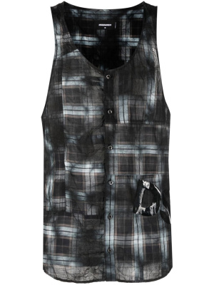 

Distressed checked sleeveless shirt, Dsquared2 Distressed checked sleeveless shirt