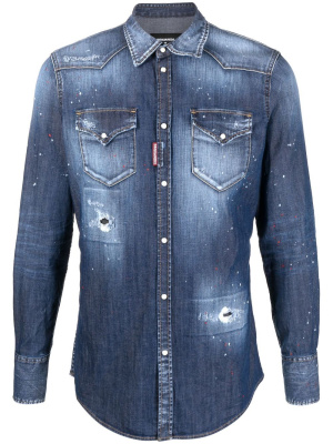 

Distressed denim shirt, Dsquared2 Distressed denim shirt