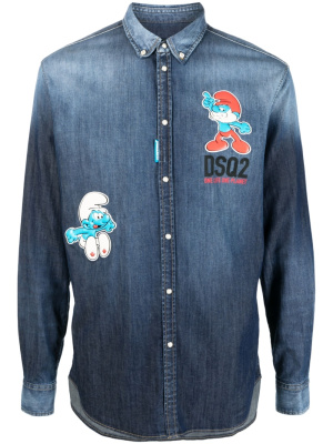 

X Smurfs buttoned denim shirt, Dsquared2 X Smurfs buttoned denim shirt