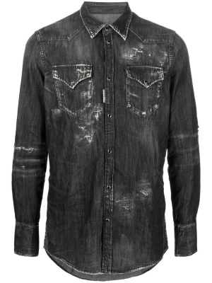 

Distressed denim shirt, Dsquared2 Distressed denim shirt