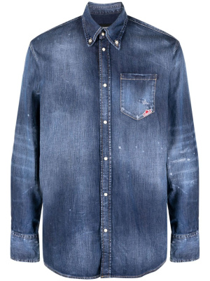 

Button-collar faded denim shirt, Dsquared2 Button-collar faded denim shirt