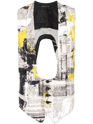 

Newspaper-print waistcoat, Yohji Yamamoto Newspaper-print waistcoat