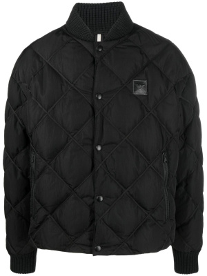 

Logo-patch diamond-quilted bomber jacket, Emporio Armani Logo-patch diamond-quilted bomber jacket