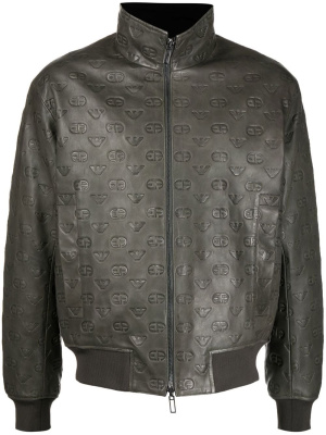 

Logo-embossed lambskin jacket, Emporio Armani Logo-embossed lambskin jacket