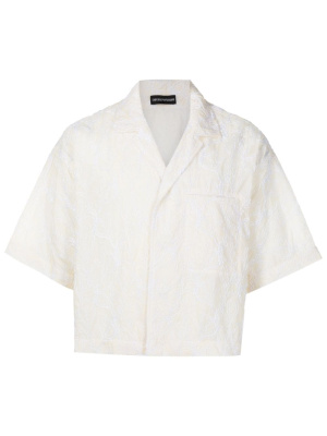 

Leaf-embroidery cropped shirt, Emporio Armani Leaf-embroidery cropped shirt
