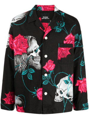 

Wildside skull-print cotton shirt, Yohji Yamamoto Wildside skull-print cotton shirt