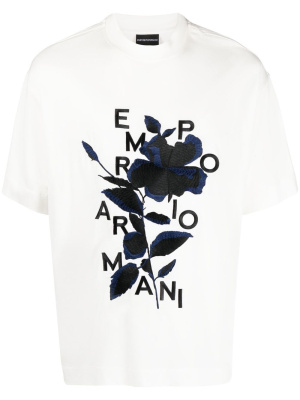 

Floral-embroidery T-shirt, Emporio Armani Floral-embroidery T-shirt