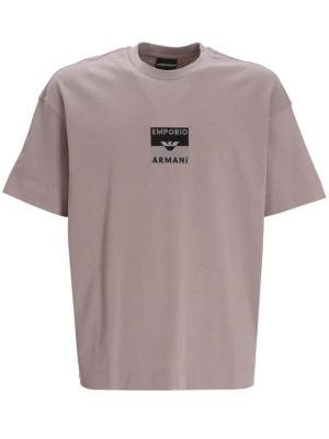 

Logo-embroidered cotton T-shirt, Emporio Armani Logo-embroidered cotton T-shirt