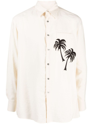 

Palm tree-patch long-sleeve shirt, Emporio Armani Palm tree-patch long-sleeve shirt