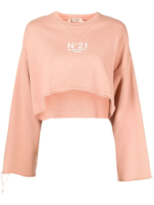 

Cropped logo-print sweatshirt, Nº21 Cropped logo-print sweatshirt