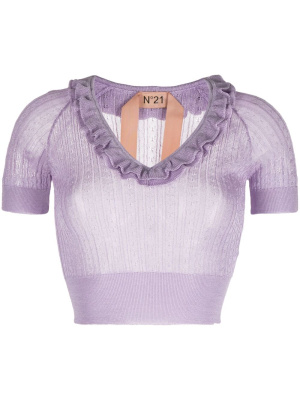 

Scallop-collar cropped knitted top, Nº21 Scallop-collar cropped knitted top