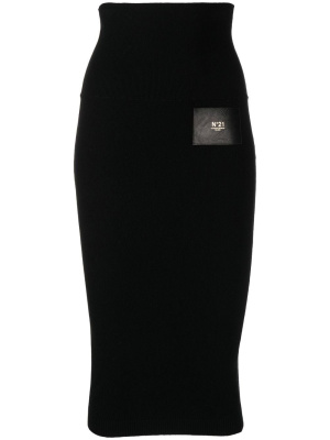 

Logo-patch wool pencil skirt, Nº21 Logo-patch wool pencil skirt