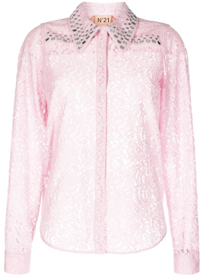 

Studded-detailing lace shirt, Nº21 Studded-detailing lace shirt