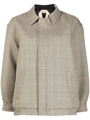 

Houndstooth-print wool bomber jacket, Nº21 Houndstooth-print wool bomber jacket