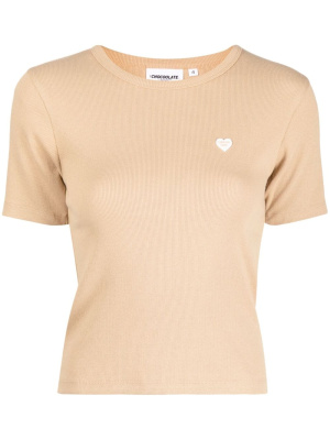 

Short-sleeve ribbed-knit T-shirt, CHOCOOLATE Short-sleeve ribbed-knit T-shirt