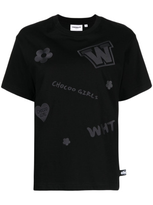 

Embroidered-slogan cotton T-shirt, CHOCOOLATE Embroidered-slogan cotton T-shirt