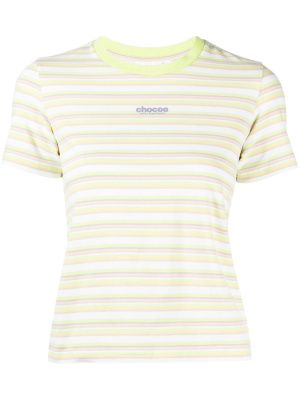 

Textured-logo stripes T-shirt, CHOCOOLATE Textured-logo stripes T-shirt