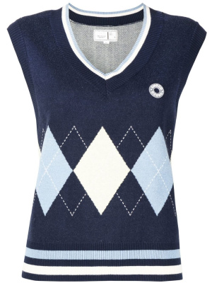 

Argyle-check print vest, CHOCOOLATE Argyle-check print vest