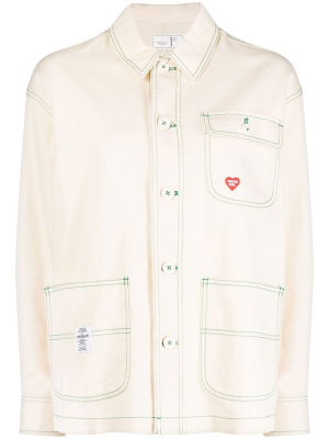 

Contrasting-stitch logo denim jacket, CHOCOOLATE Contrasting-stitch logo denim jacket