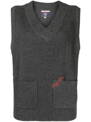 

Embroidered-logo ribbed vest, CHOCOOLATE Embroidered-logo ribbed vest