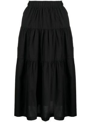 

High-waisted tiered cotton skirt, CHOCOOLATE High-waisted tiered cotton skirt