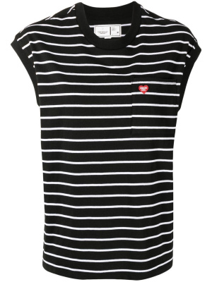 

Striped logo-patch tank top, CHOCOOLATE Striped logo-patch tank top