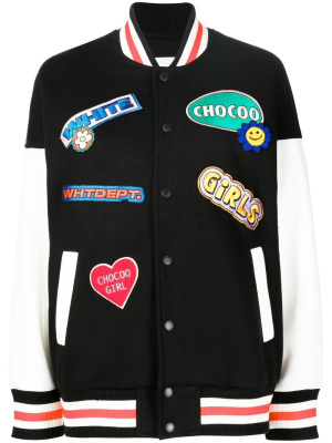 

Motif-embroidery baseball jacket, CHOCOOLATE Motif-embroidery baseball jacket
