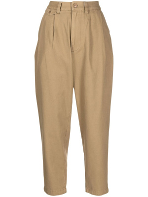 

Pleated-detail cotton tapered trousers, CHOCOOLATE Pleated-detail cotton tapered trousers