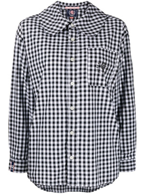 

Peter Pan-collar gingham shirt, CHOCOOLATE Peter Pan-collar gingham shirt