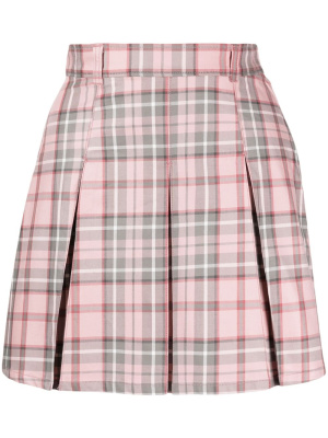 

Pleated check-pattern mini skirt, CHOCOOLATE Pleated check-pattern mini skirt
