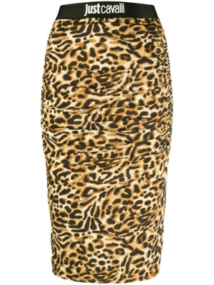 

Logo-waistband leopard-print pencil skirt, Just Cavalli Logo-waistband leopard-print pencil skirt