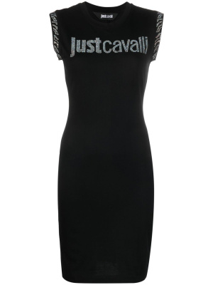 

Rhinestone logo sleeveless dress, Just Cavalli Rhinestone logo sleeveless dress