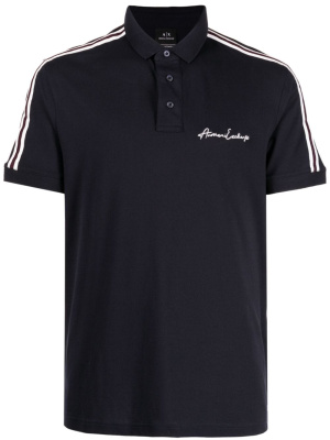 

Logo-embroidered striped polo shirt, Armani Exchange Logo-embroidered striped polo shirt