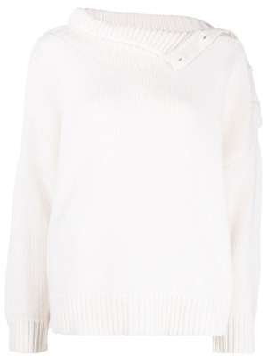 

Folded-neck rib-trimmed jumper, Yves Salomon Folded-neck rib-trimmed jumper