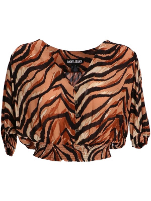 

Animal-print cropped blouse, DKNY Animal-print cropped blouse