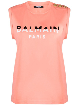 

Logo-flocked organic cotton tank top, Balmain Logo-flocked organic cotton tank top