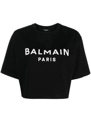 

Logo-print cropped T-shirt, Balmain Logo-print cropped T-shirt