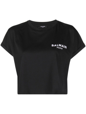 

Logo-print cropped T-shirt, Balmain Logo-print cropped T-shirt