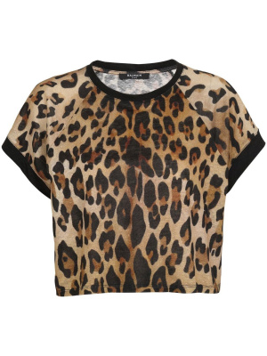 

Leopard-print cropped T-shirt, Balmain Leopard-print cropped T-shirt