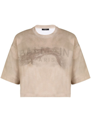 

Distressed logo-print T-shirt, Balmain Distressed logo-print T-shirt