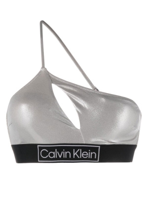 

One-shoulder metallic bikini top, Calvin Klein Underwear One-shoulder metallic bikini top