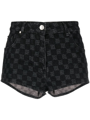 

Monogram-print mini denim shorts, MISBHV Monogram-print mini denim shorts