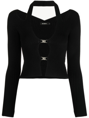 

Halterneck ribbed-knit cardigan, MISBHV Halterneck ribbed-knit cardigan