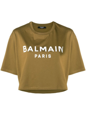 

Cropped logo-print T-shirt, Balmain Cropped logo-print T-shirt